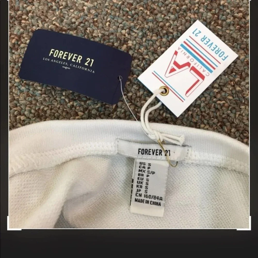 NWT Forever 21 Long Sleeve Cotton Cropped Sweatshirt - Picture 5 of 7